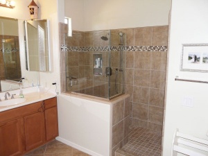 A walk-in shower installation in Peoria, AZ