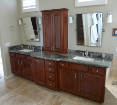 Bath Remodel with a dark wood cabinet in Scottsdale