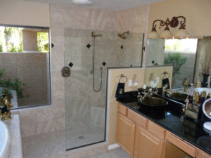 Custom Bathroom with a glass shower door in Peoria 