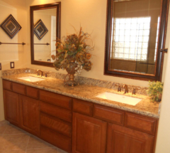 Bath Remodel with a wooded vanity in Phoenix